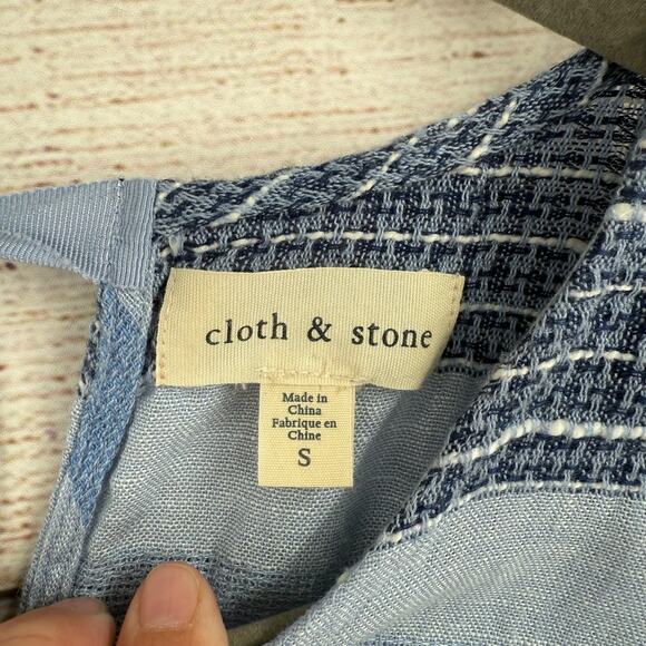 Lot of 2 Cloth & Stone Blouses Womens Small Blue Pink Button Down Tie Back - Picture 4 of 16